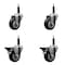 Service Caster 3.5'' Black Poly Wheel Swivel 3/4'' Expanding Stem Caster Set 2 Brakes, 4PK SCC-EX20S3514-PPUB-BLK-2-PLB-2-34 - alternate 1